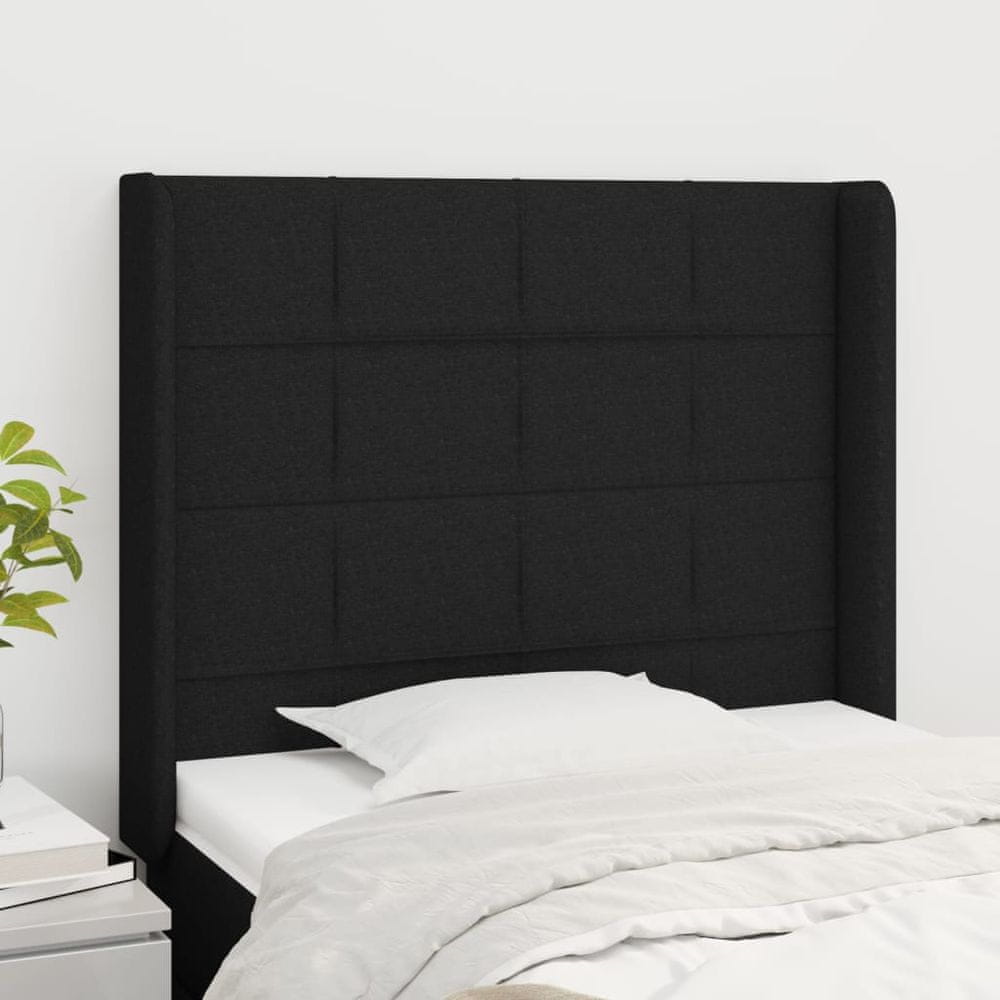 Vidaxl Čelo postele so záhybmi čierne 103 x 16 x 118/128 cm látka